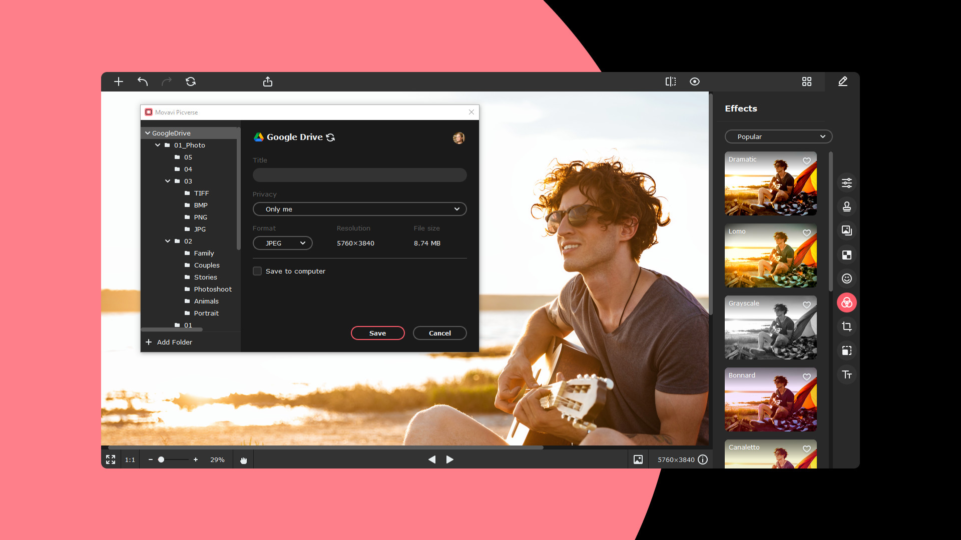 Movavi Picverse képszerkesztő