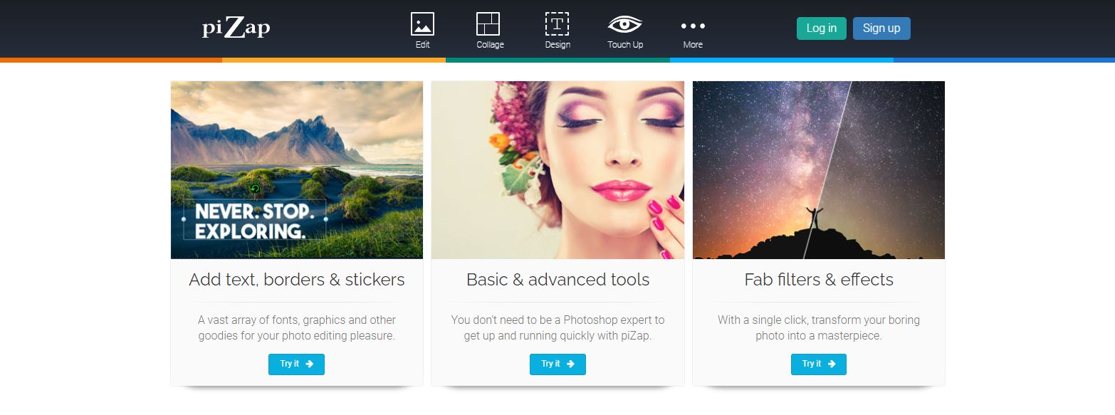 A PiZap ingyenes online képszerkesztő HTML5 és Flash kiadásban is elérhető, így bármilyen eszközön használható